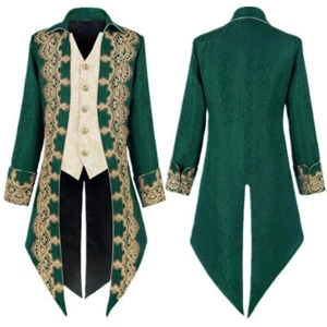 Medieval Mens Vintage Jacquard Jacke Gothic Coat Uniform Cosplay Costume Tuxedo - Picture 1 of 28