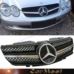 For BZ 02-06 R230 SL-Convertible D1 Tune Type Front Grille Chrome Black Color - Picture 1 of 3