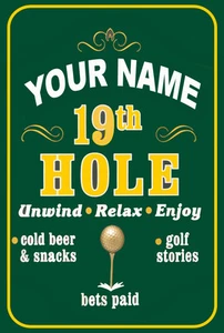 Retro Vintage Custom Golf Sign 19th Hole - Picture 1 of 3