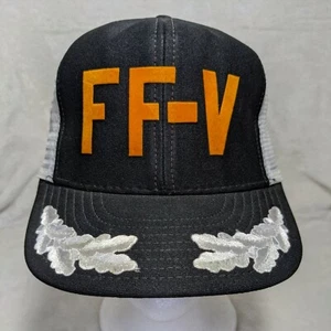 VTG Mesh Snapback Black White Scrambled Eggs FF-V Felt Letters-Reynolds-USA - Picture 1 of 11