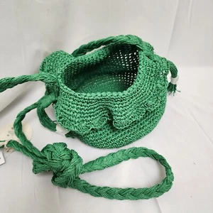 Crochet Bucket Bag Dark Green RHODE Long Strap - Picture 1 of 4