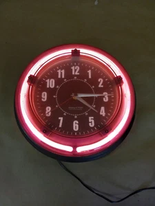 Sterling and Noble 11" Vibrant Rare Pink Neon Analog Wall Clock Vintage style - Picture 1 of 9