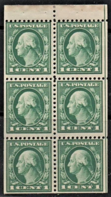 SCOTT #498e VF MINT OG NH 1917 BOOKLET PANE - Image 1 of 2