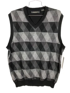NWT Axist Large 100% Cotton Vest Argyle Diamond Pattern L Gray V Neck Pullover - Bild 1 von 4