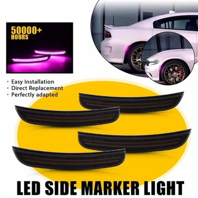 Fit Dodge Charger Smoked 2015-2022 Front Purple Rear LED Side Marker Lights 4PCS - Image 1 of 4