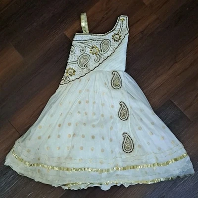 Girls Size 26 Indian Style Gold Bejeweled Dress - Image 1 of 4