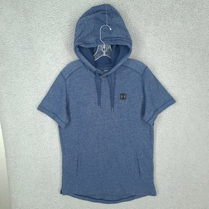 Under Armour Hoodie Mens Large Short Sleeve Blue Fitted Pocket Pullover - Picture 1 of 8