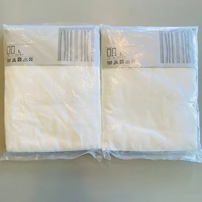 IKEA Wilma White Semi Sheer Curtain Panel 57x98 Lot of 2 TAB TOP 501.120.00 NEW - Image 1 of 4