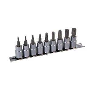 9 Pc 3/8 In Drive PCV Star Socket Sockets Bit Set New Chrome Vanadium DIY CT0733 - Picture 1 of 4