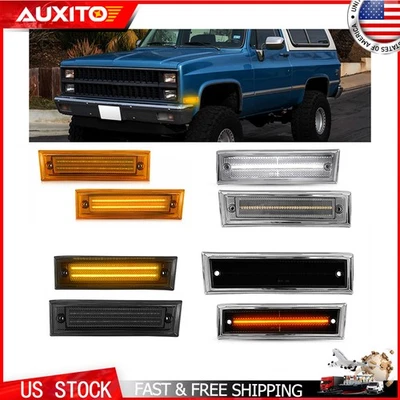 Front Side Marker Lights Amber/Smoked For GMC K5 Jimmy Pickup 81-91 R1500 R2500 - Image 1 of 4