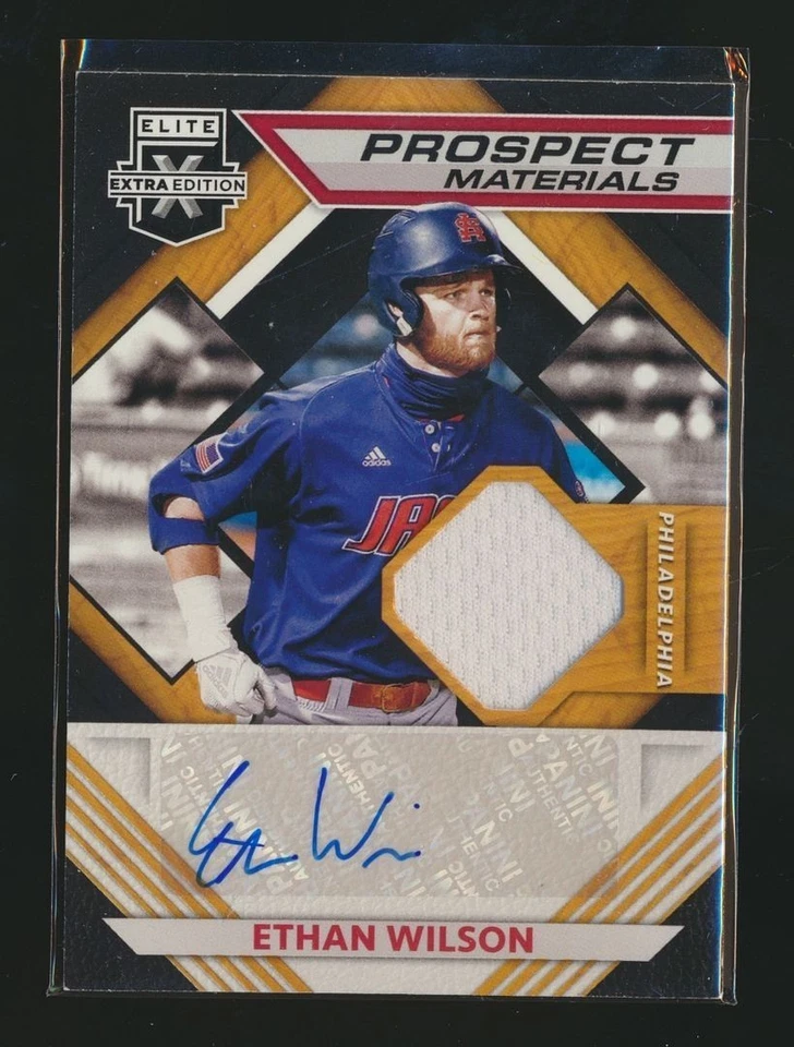 2021 ELITE EXTRA EDITION PROSPECT MATERIALS JERSEY AUTO ETHAN WILSON PHILLIES - Image 1 of 1