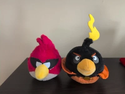 Set of 2 Angry Birds Space Plush Super Red Fire Bomb No Sound 6" - Image 1 of 3