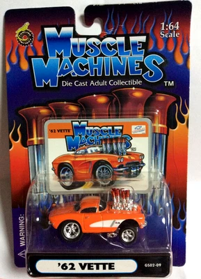 MUSCLE MACHINES GASSER 1962 CHEVY CORVETTE 1/64 DIECAST  62 CORVETTE - Image 1 of 2