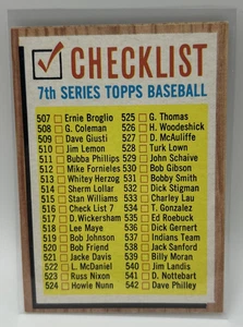1962 Topps #516 Checklist – 7th Series (507–598) – UNMARKED EX-NM – 10-Day-k - Picture 1 of 2