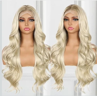 高清花边前假发人类头发混纺亮点铂金灰金发钱皮 — 第 1/4 张图片