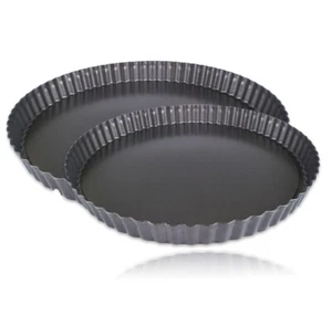 2er Set Blech Backform Ø 26cm 28cm Quiche Tarte Pizza Kuchen Form Obstkuchen - Bild 1 von 2