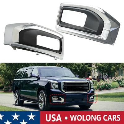 Juego de 2 faros antiniebla cromados cubierta bisel apto para GMC Yukon XL 2015-2020 Foto 1 de 4