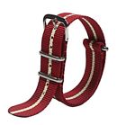 Red Cream Nato Watch Strap Ribbed Woven Fabric Military Diver 22mm Uk