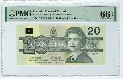 Bank of Canada 1991 $20 BC-58d-i - EYF - PMG Gem UNC 66 EPQ - Image 1 of 2