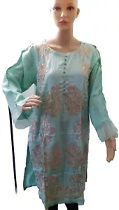 Agha Noor Golden Embroidered Casual Kurta - Bild 1 von 8