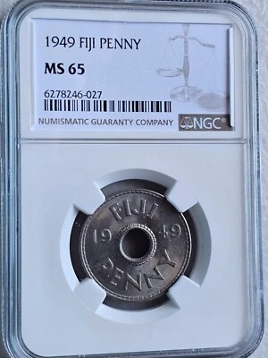 Fiji 1 Penny 1949 NGC MS 65 - Image 1 of 2