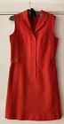 Vintage Red Size 10  60S 70S Red Pinafore Dress Button Front Belt Detail Collar