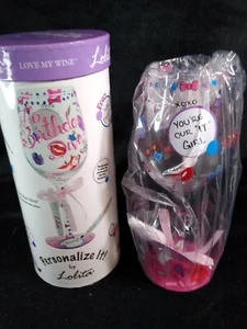 Lolita Love My Wine “BIRTHDAY DIVA” 15 Oz. Handpainted Wine Glass. New in Box. - Picture 1 of 6
