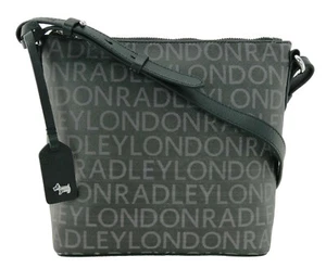 Radley Crossbody Bag Black Medium Top Zip Signature Logo Synthetic PU RRP £149 - Picture 1 of 12