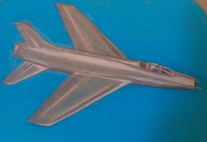 Aircraft drawing jet fighter oil pastel pencil chalk F-100 Super Sabre artist... - Picture 1 of 6
