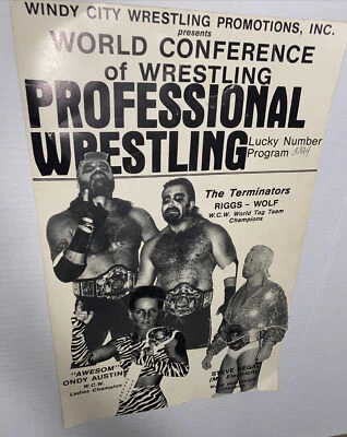 Vintage 1980s Windy City Wrestling Promo Poster WCWP Chicago Bam Bigelow Thor - Image 1 of 4