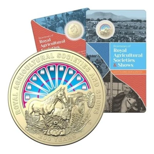 2022 AUSTRALIA BICENTENARY ROYAL AGRICULTURAL SOCIETIES QEII $1 COLOURED COIN - Picture 1 of 4