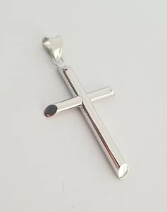 Colgante religioso cruz tradicional oro blanco real 14k - Imagen 1 de 5