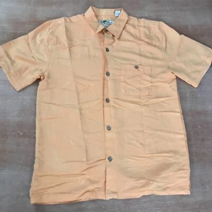 Joe Marlin Hawaiian Shirt Men Size Large Orange Floral Button Up Pocket Collared - Picture 1 of 13