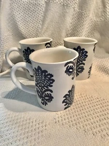 WILLIAMS SONOMA 2011 Pachar Mix & Match Mugs Blue White Set of (3) 4”H 3.5”D - Picture 1 of 7