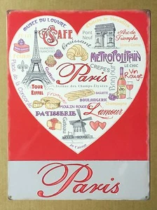 Paris Herz Silhouette - Blechschild aus Metall - Bild 1 von 1