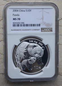 NGC MS70 China 2004 1oz Silber Panda Münze - Bild 1 von 2