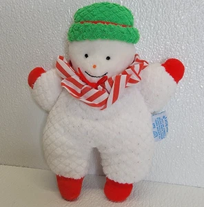 Vintage Eden Snowman Plush Terrycloth Rattle Lovey Christmas White Waffle Weave - Picture 1 of 12