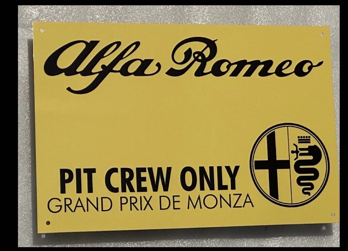 12 Inch Alfa Romeo Pit Crew Grand Prix Monaco  Quality  Garage Sign - Image 1 of 1