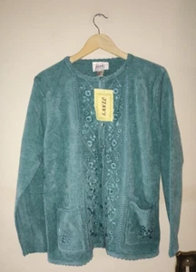 New with tag Vintage Women's Jenny Teal Cardigan Sweater with Pockets Size M - Picture 1 of 11