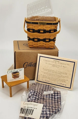 Longaberger 1999 Collectors Club JW Miniature Two Pie Basket Set~4th in Series Cover