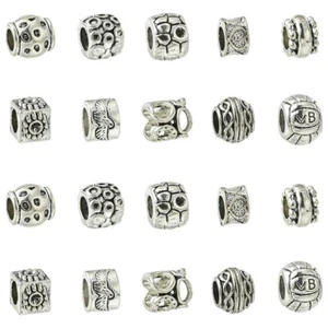 100x Tibetan Alloy Bead Large Hole Spacer Beads Silver Barrel for Jewelry Making - Picture 1 of 9