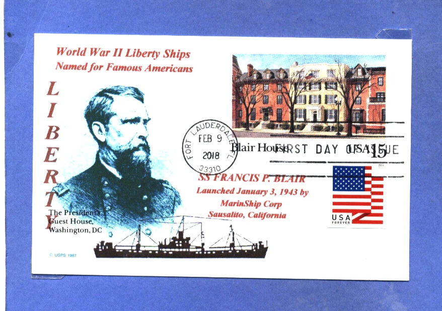 FRANCIS BLAIR: Liberty Ship Named for Lincoln's Advisor, Portrait  UX-121 F Day - Image 1 of 1