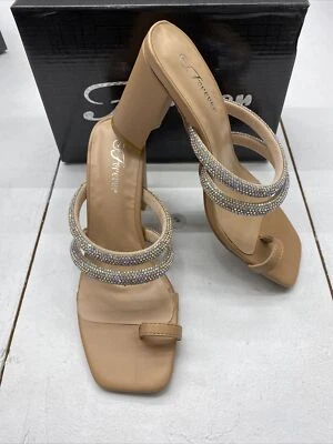 Forever Brand Ivory-52 Nude Jewel Strap Heeled Sandals ￼Women’s Size 7 NEW - Image 1 of 4