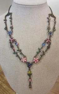 Collar Y Vintage con Esmalte y Estrás Diseño Floral - Imagen 1 de 3
