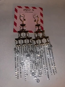 Preciosos pendientes colgantes Piper K Halloween piedras de vidrio champán NUEVO - Imagen 1 de 7