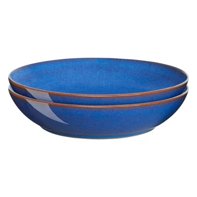 Denby - Imperial Blue Pasta Bowls Set of 2 - Dishwasher Microwave Safe Crockery