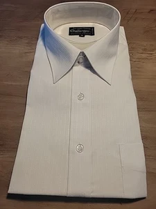 Vintage Challenger Mens Dress Shirt. Size 16. Short Sleeve. White Pinstripes - Picture 1 of 9
