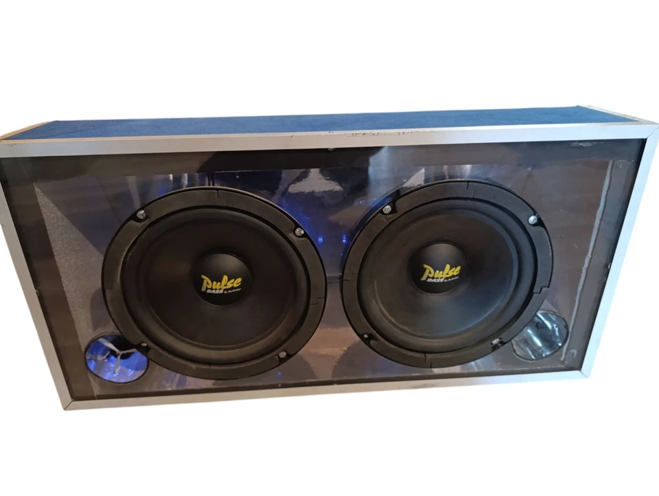 Audiotop Pulse Coppia Subwoofer 10" con Box Plexiglass Retroilluminato Blu Usato - Immagine 1 di 4