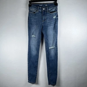 Old Navy Rockstar Jeggings Girls Size 12 Blue Distressed Adjustable Waist Jeans - Picture 1 of 5
