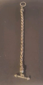 Vintage Braided Silver-Tone Pocket Watch Chain Fob – T-Bar & Loop – 8.25" Length - Picture 1 of 5